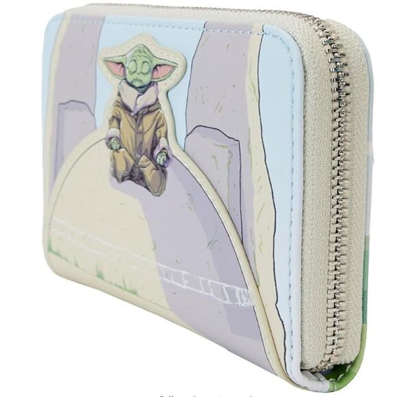 Star Wars Loungefly The Mandalorian Grogu Glow in the Dark Zip Around Wallet NEW - Picture 3 of 9